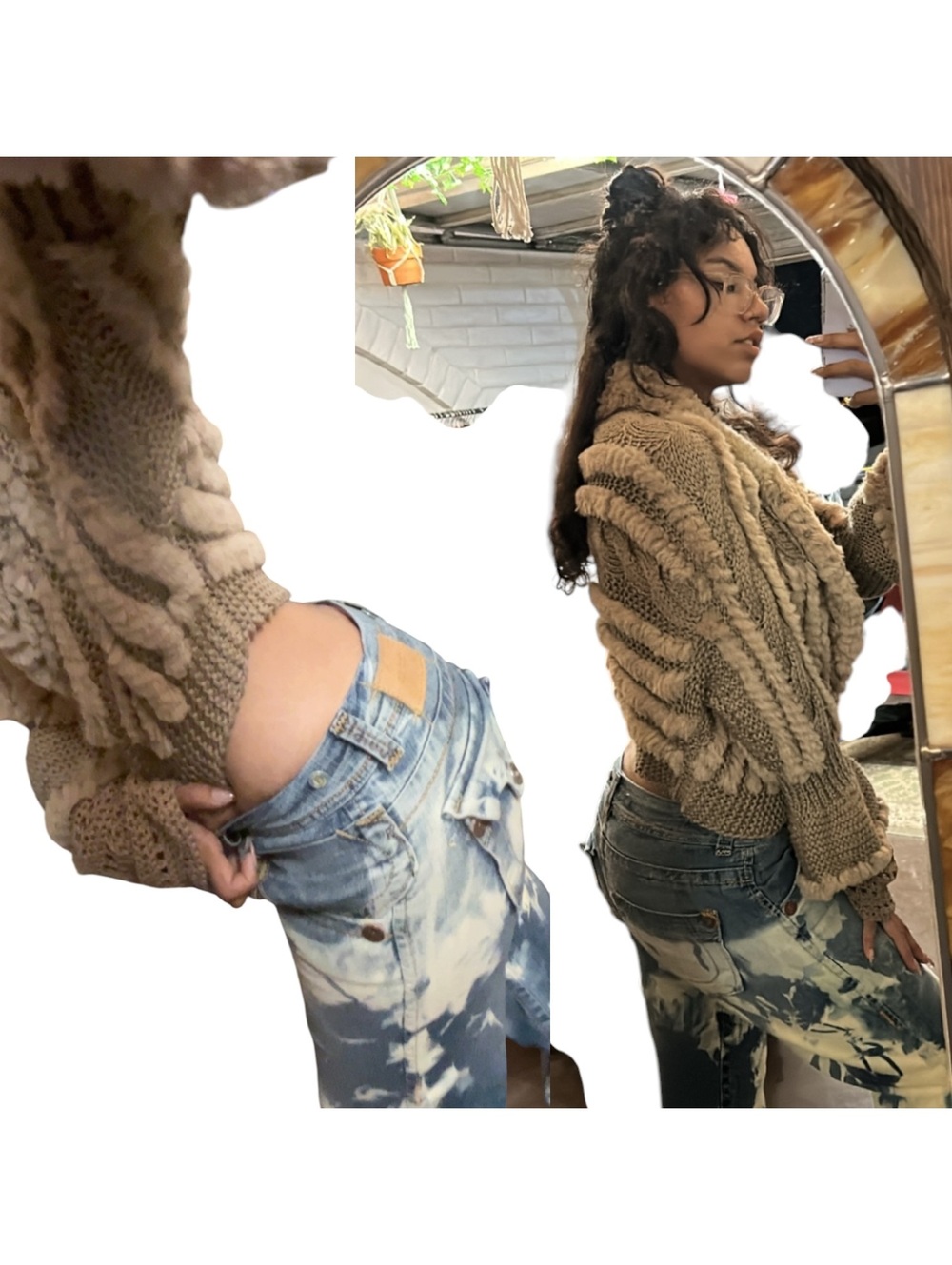 3 Sisters Y2K Authentic Rabbit Fur Ruffle Sweater - Picture 4 of 8